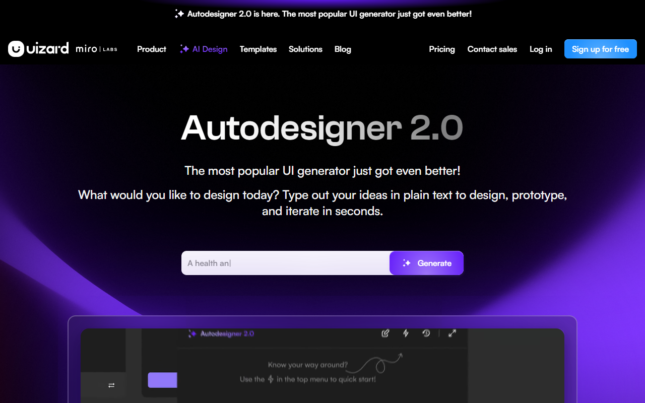 Uizard Autodesigner-你的在线UI/UX设计工具